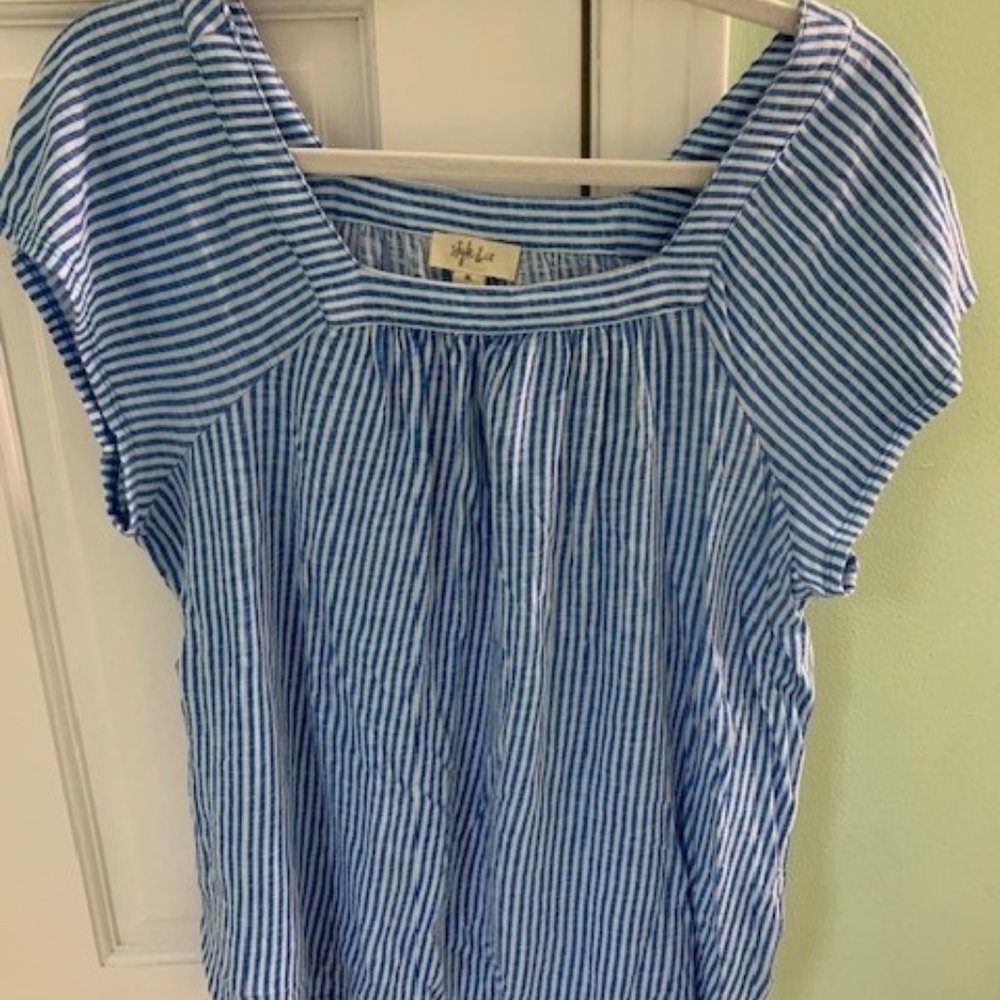 Style & Co Short-Sleeve Striped Blouse